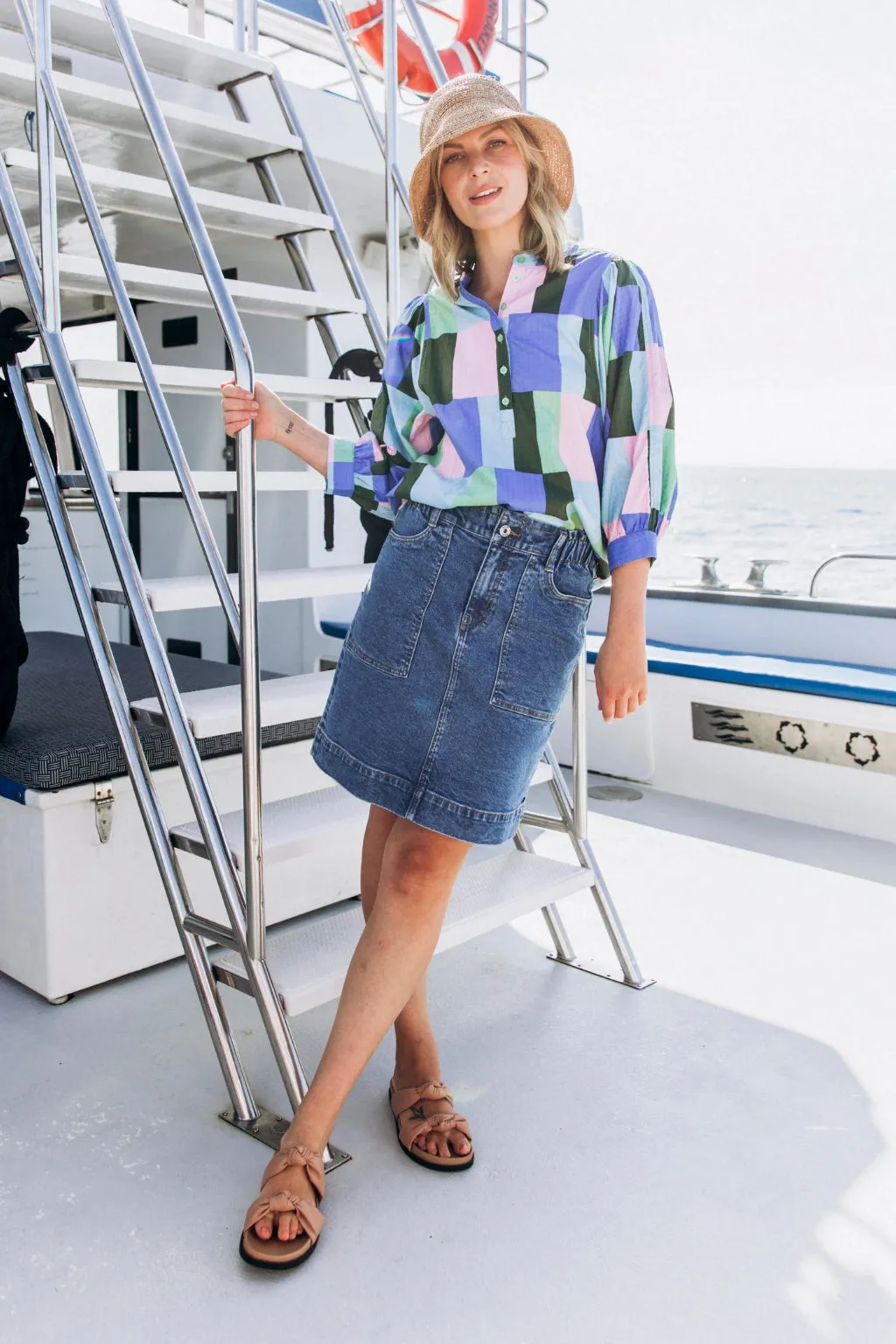 Elm Atlas Denim Skirt Dark Blue Wash