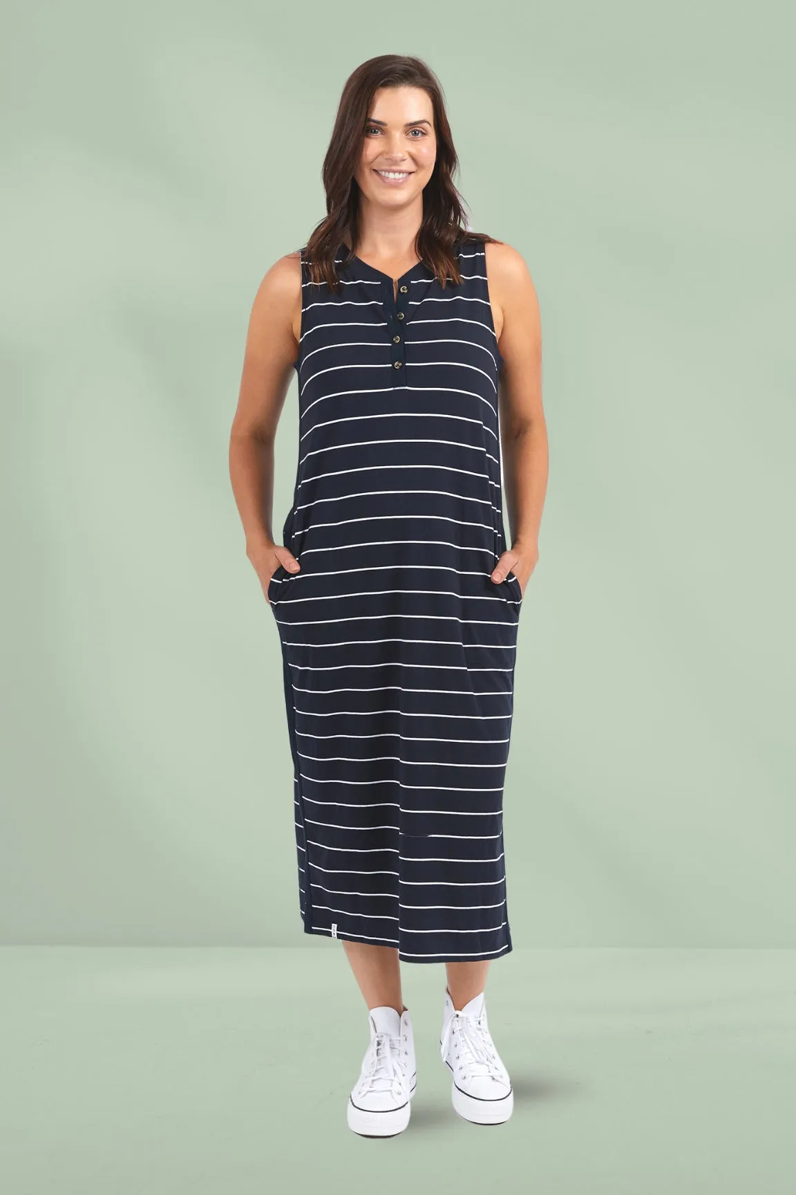 Elm Elyssian Dress Navy White Stripe