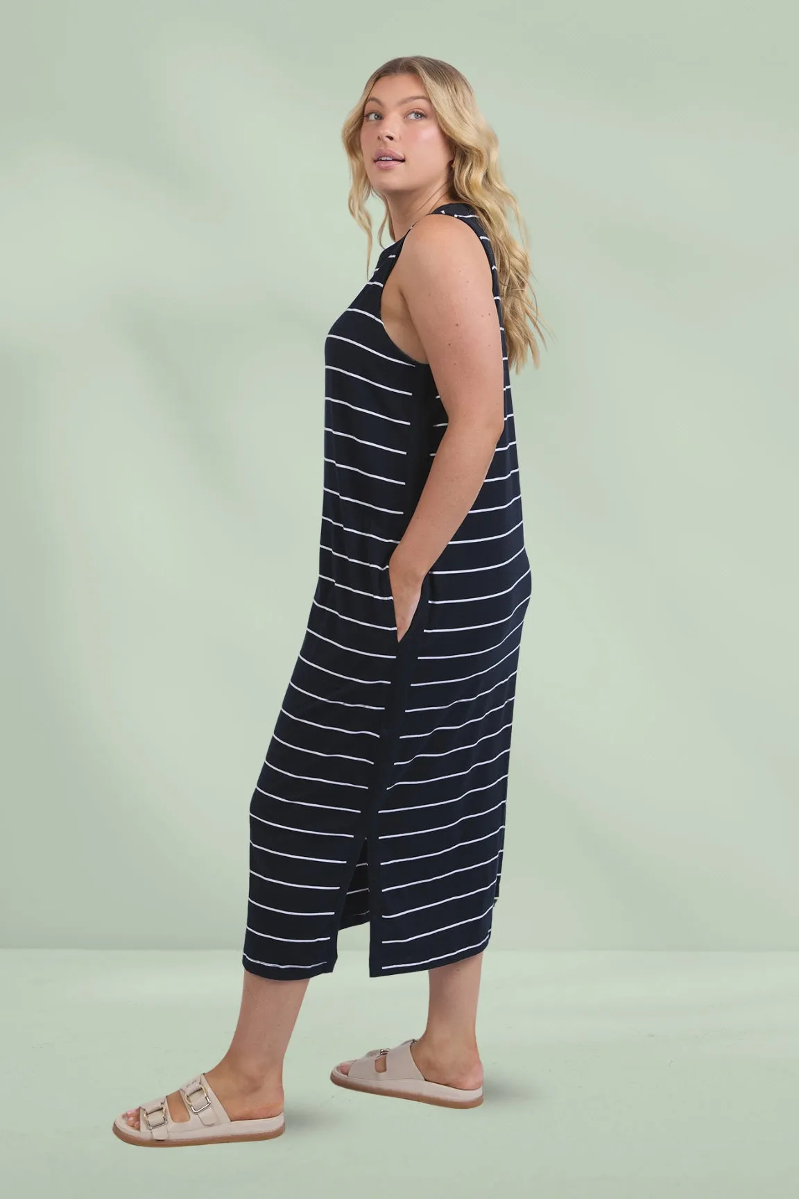 Elm Elyssian Dress Navy White Stripe