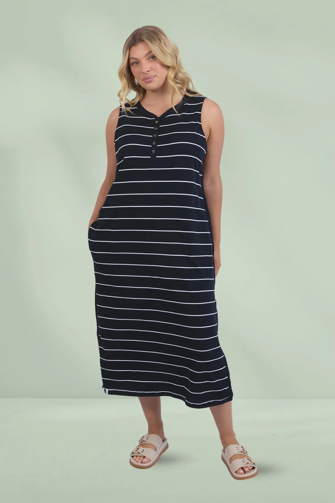 Elm Elyssian Dress Navy White Stripe