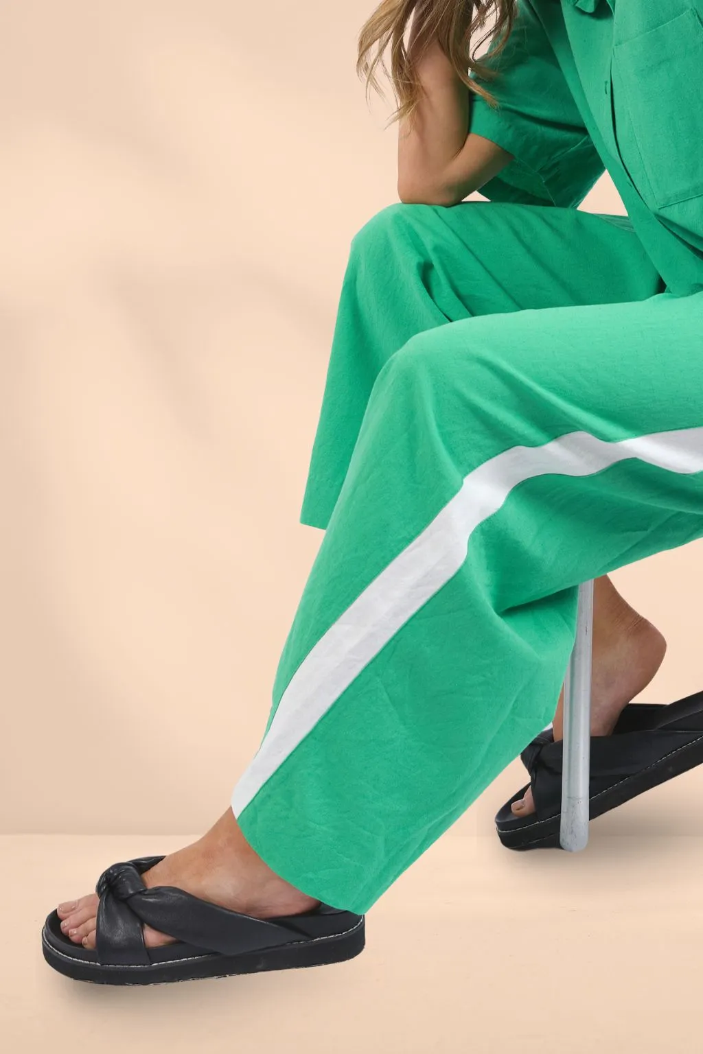 Elm Frances Stripe Pants Green Briar