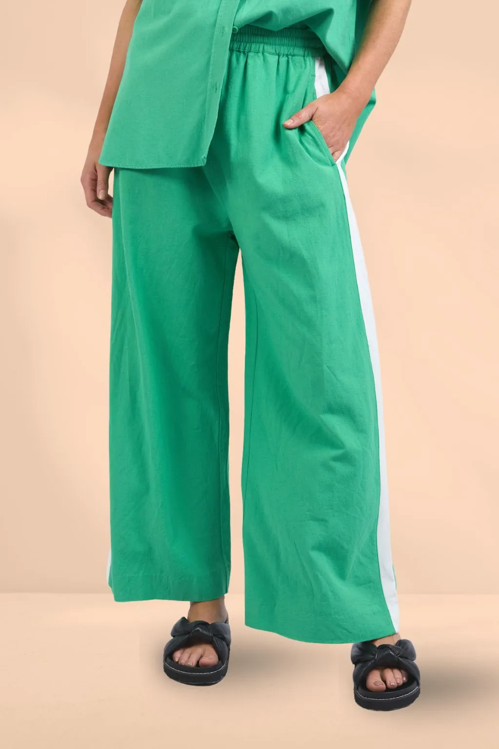 Elm Frances Stripe Pants Green Briar