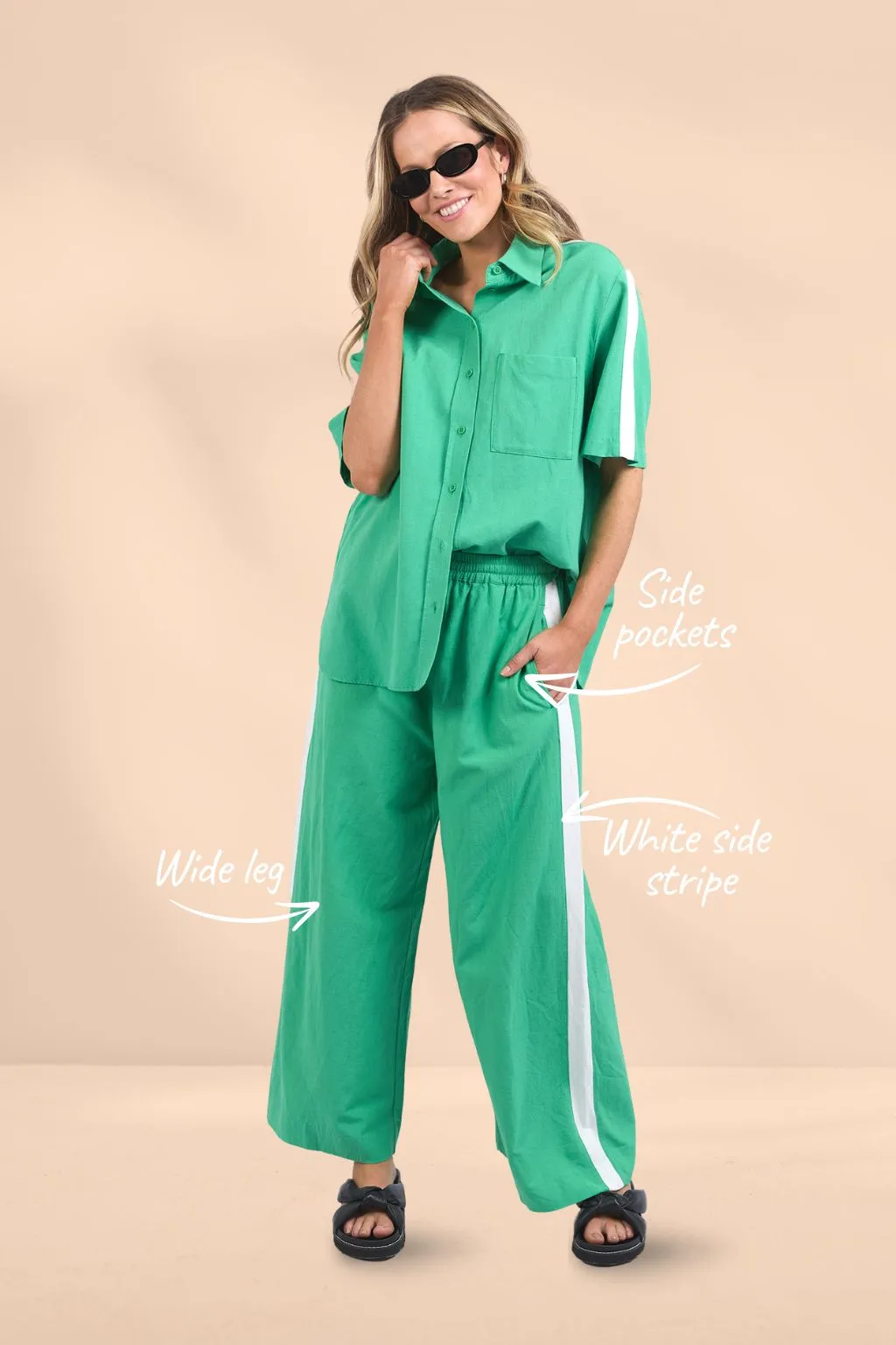 Elm Frances Stripe Pants Green Briar