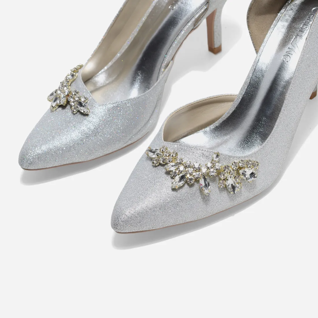 Evelyn Cynthia Silver Pumps