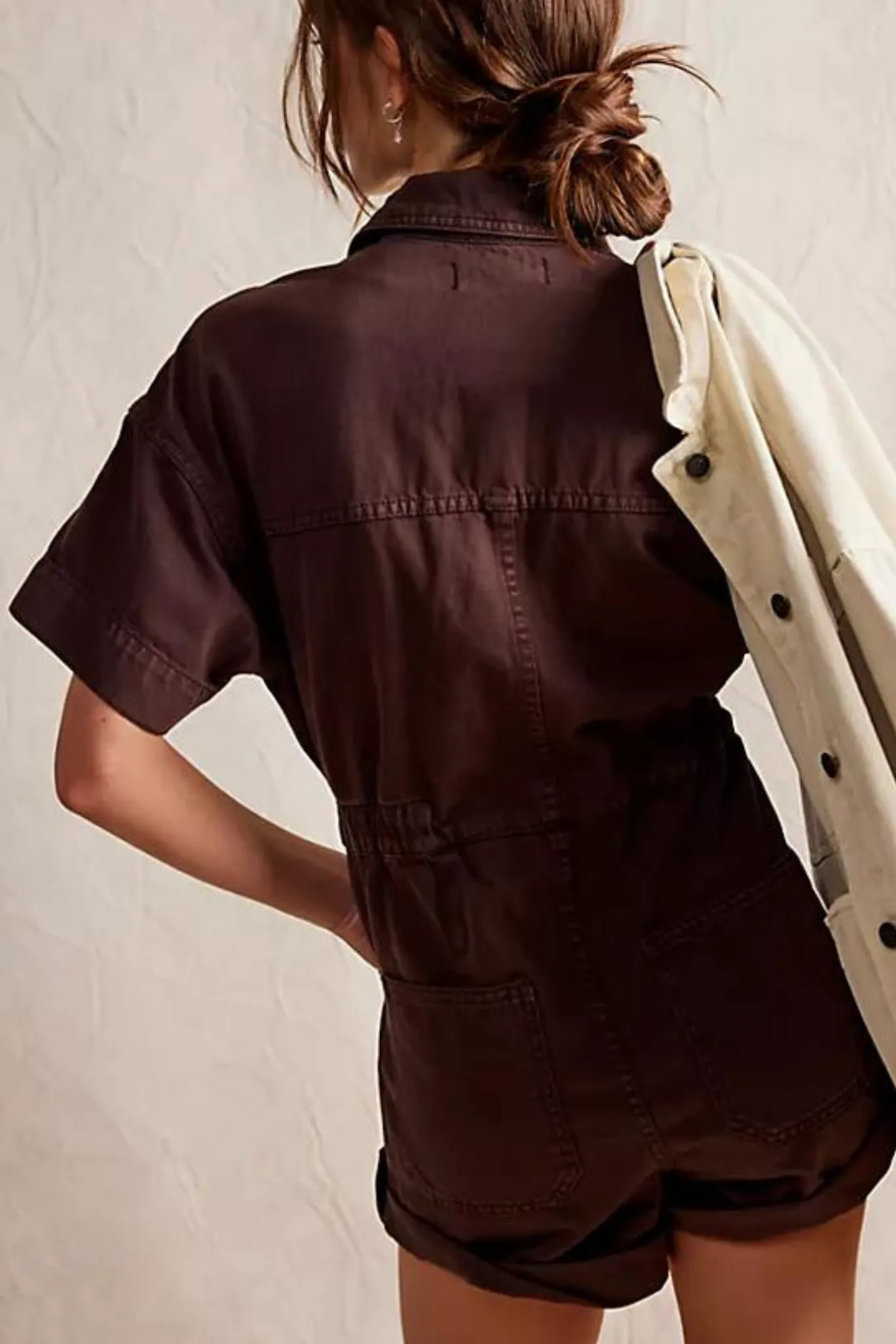 Free People: Merci Cuffed Shortall in Mocha