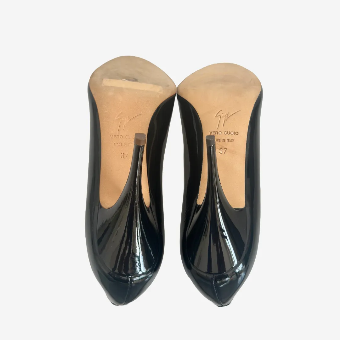 GIUSEPPE ZANOTTI - PUMPS BLACK PATENT LEATHER SIZE 37 EU
