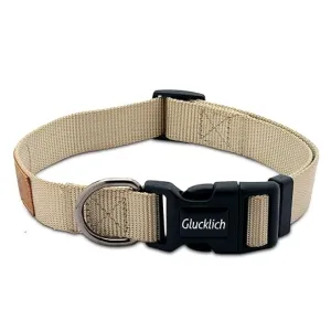 Glucklich Classic Nylon Martingale Adjustable Collar for Dogs (Beige)