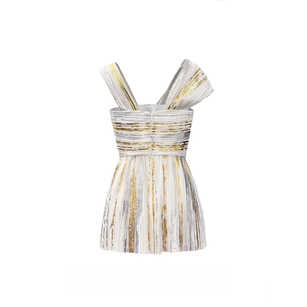 Gold & Silver Foil Plissé Top