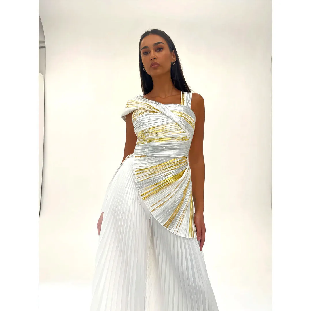 Gold & Silver Foil Plissé Top