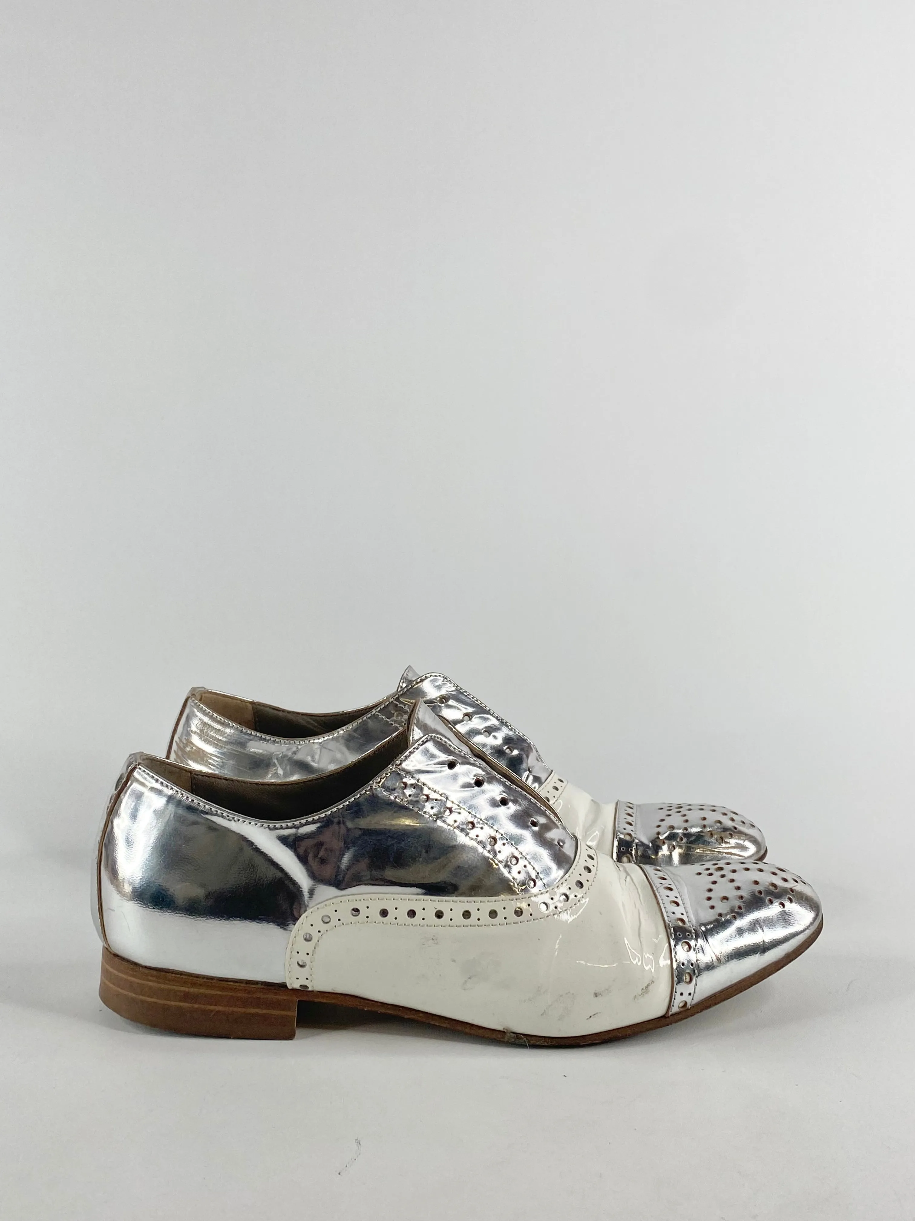 Habbot Silver & White Brogues - EU37