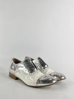 Habbot Silver & White Brogues - EU37