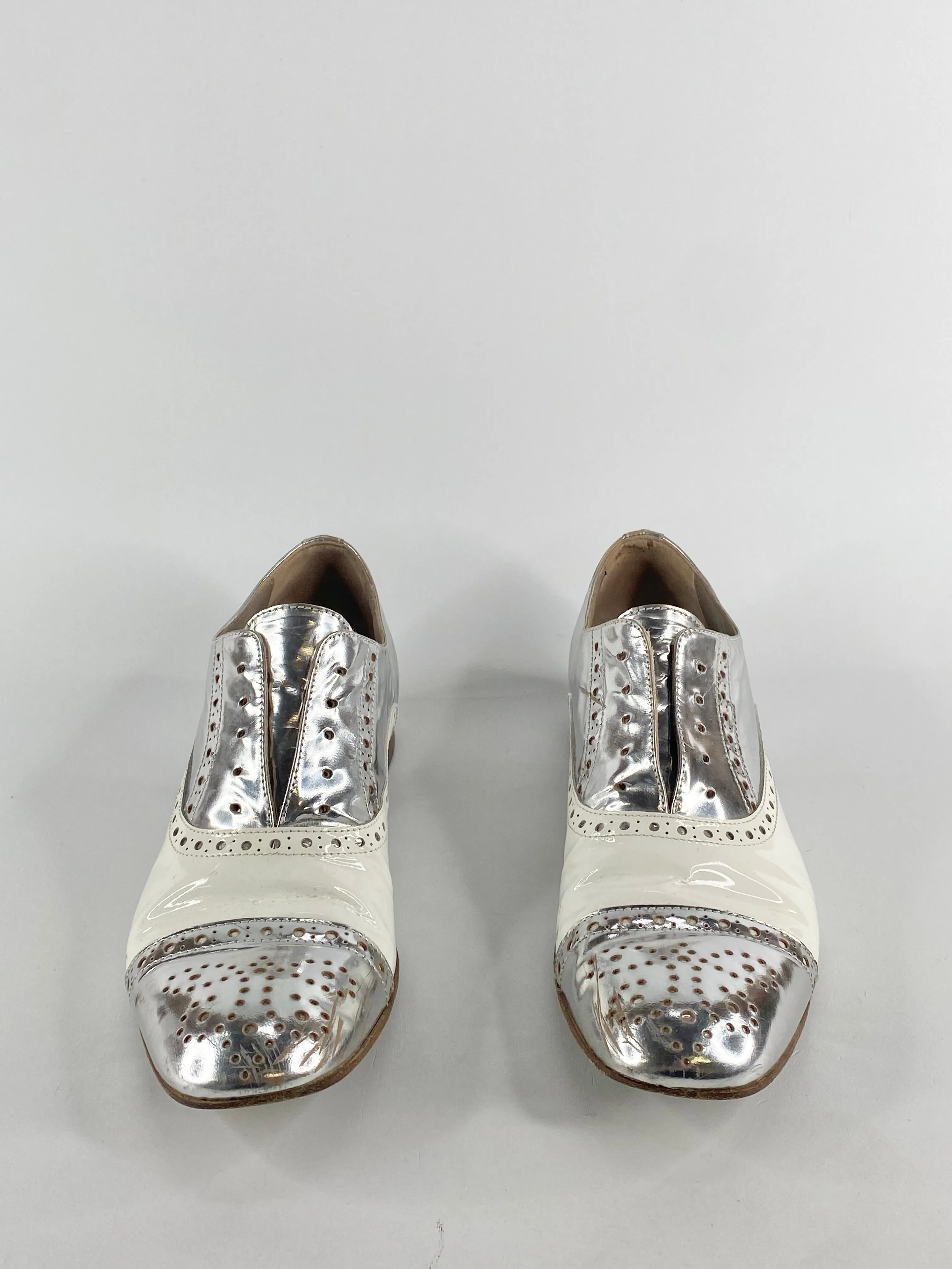 Habbot Silver & White Brogues - EU37