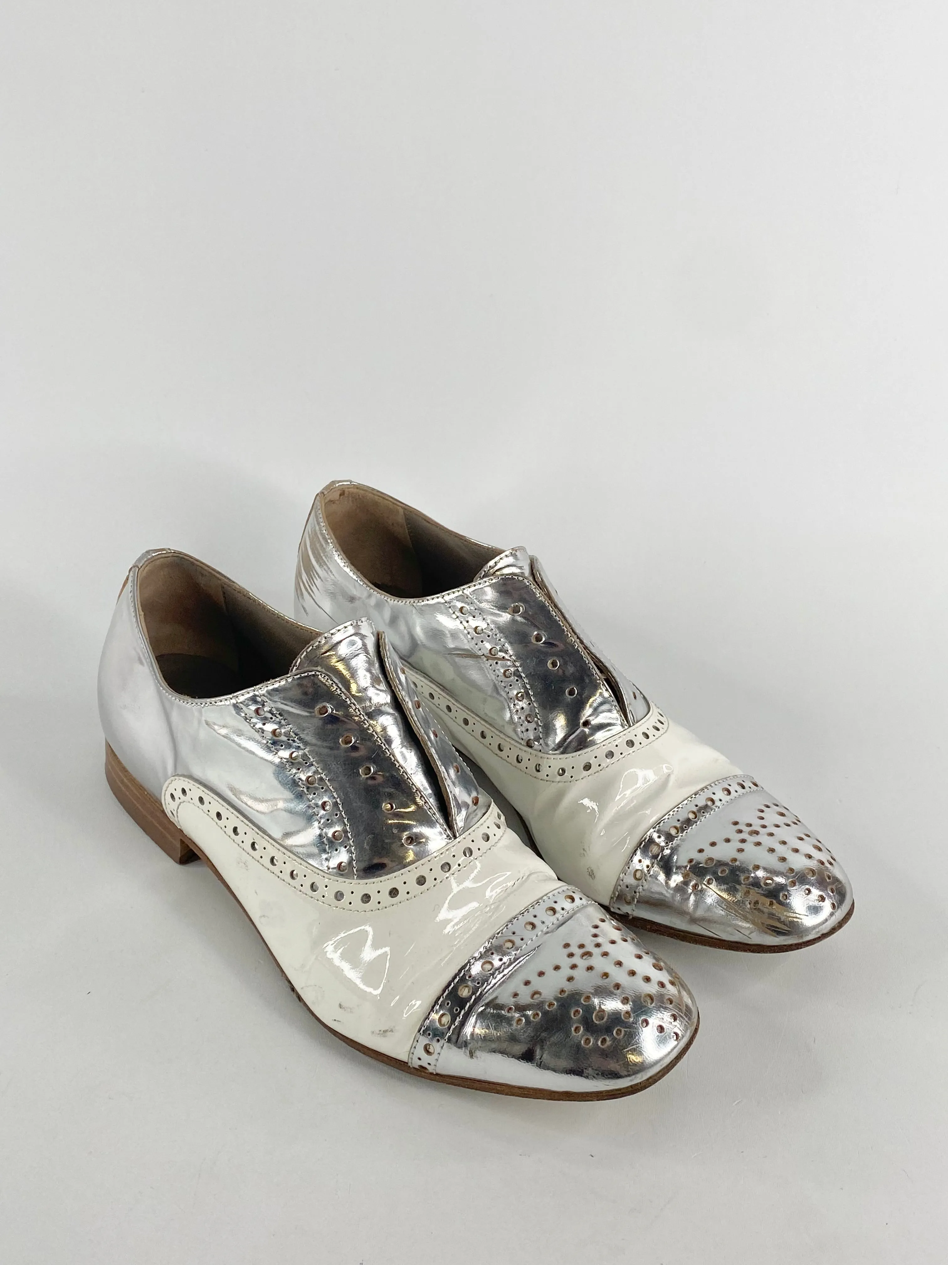 Habbot Silver & White Brogues - EU37