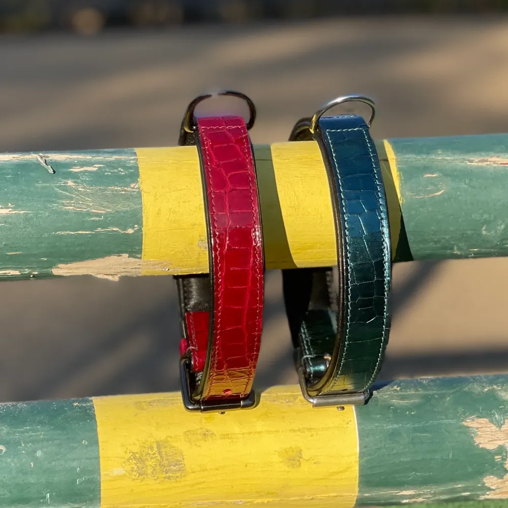 Halter Ego Breanna Red Croc Leather Dog Collar