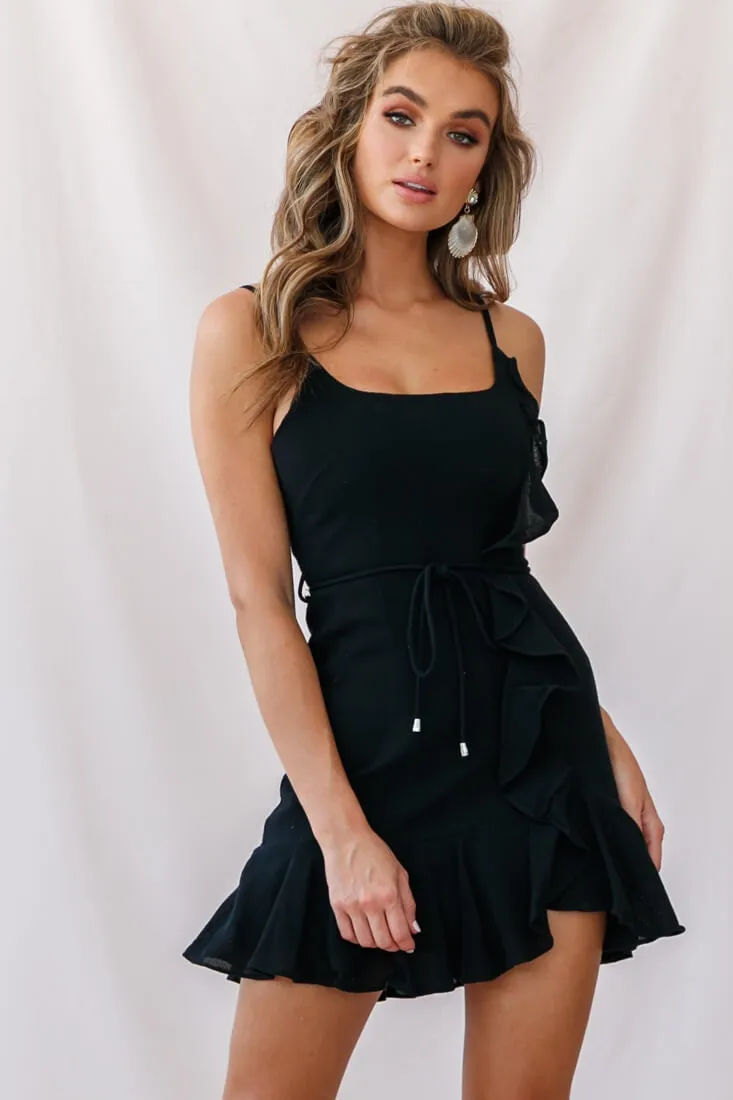Hart Cami Strap Ruffle Mini Dress Black
