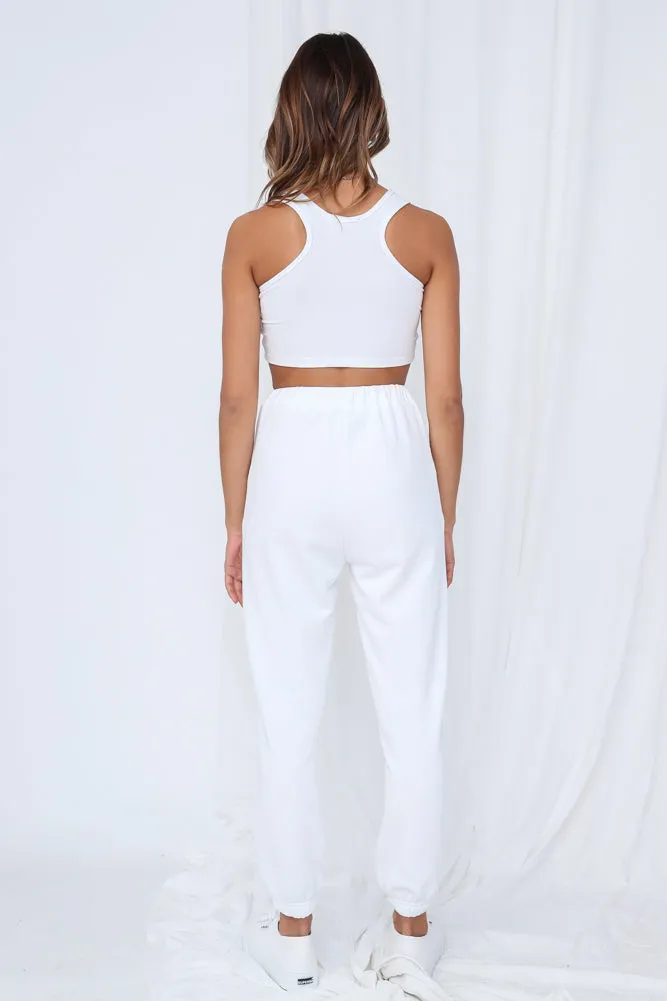 HELLO MOLLY Hit The Snooze Button Joggers White