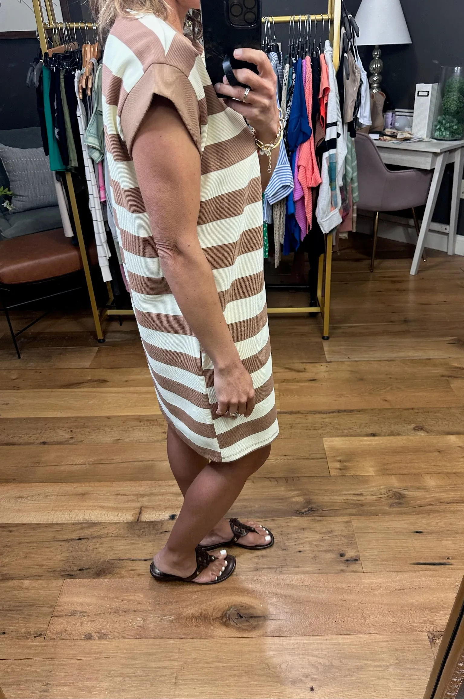 Here to Stay Striped Cap-Sleeve Dress - Multiple Options