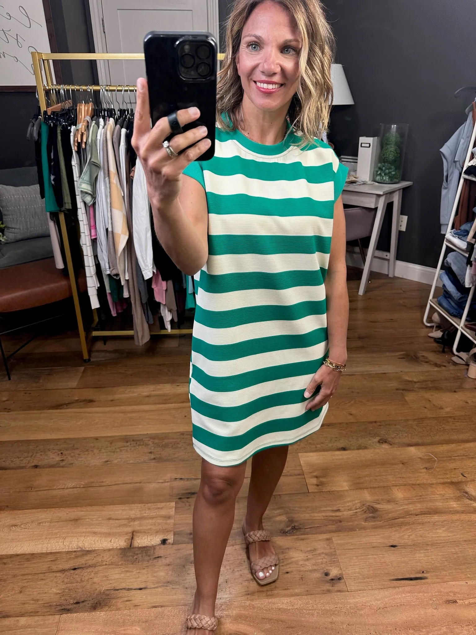 Here to Stay Striped Cap-Sleeve Dress - Multiple Options
