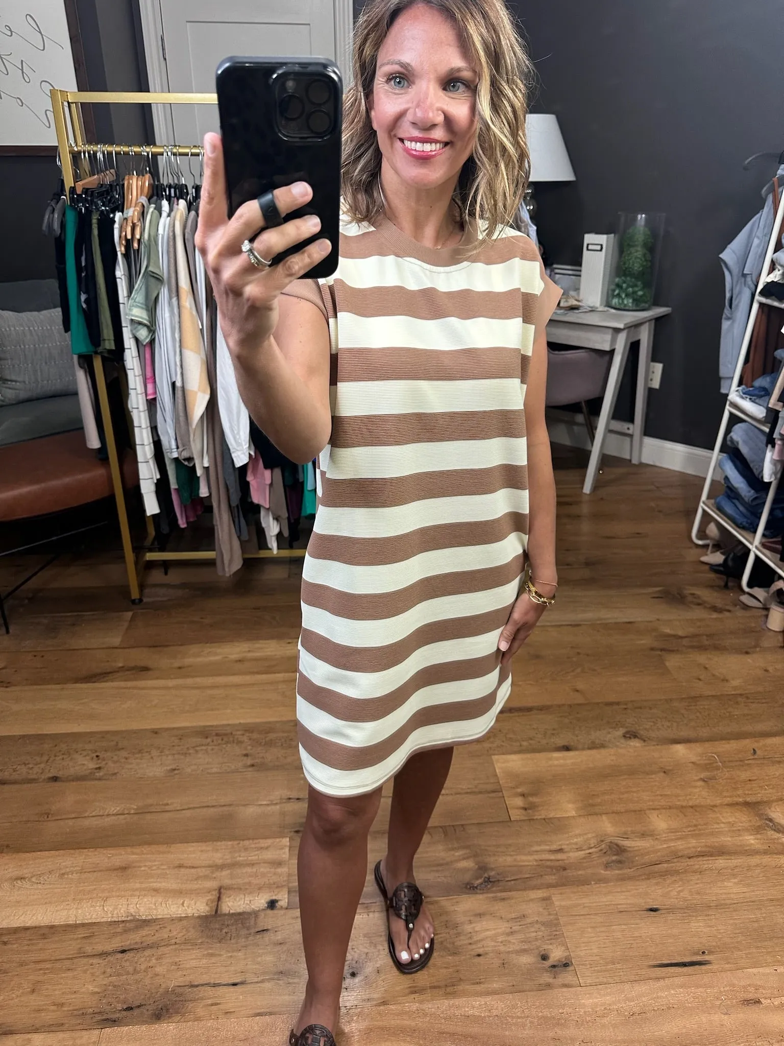 Here to Stay Striped Cap-Sleeve Dress - Multiple Options