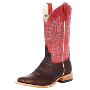 HORSEPOWER MEN'S TOP HAND SHRUNKEN SHOULDER BROWN BULL HIDE/RED SINSATION BOOTS