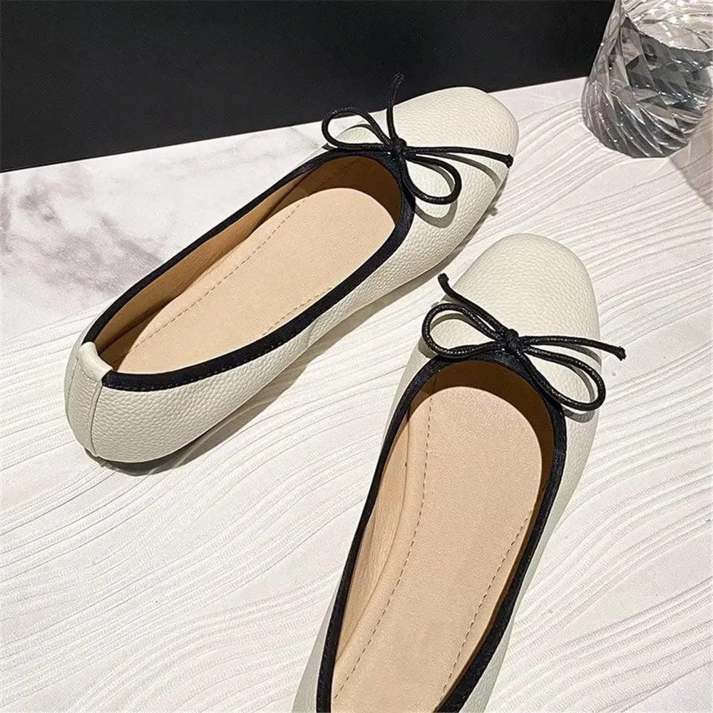 INEELUYI Women's Flats Comfortable Slip On Ballet Flats Soft Bow Flat Shoes