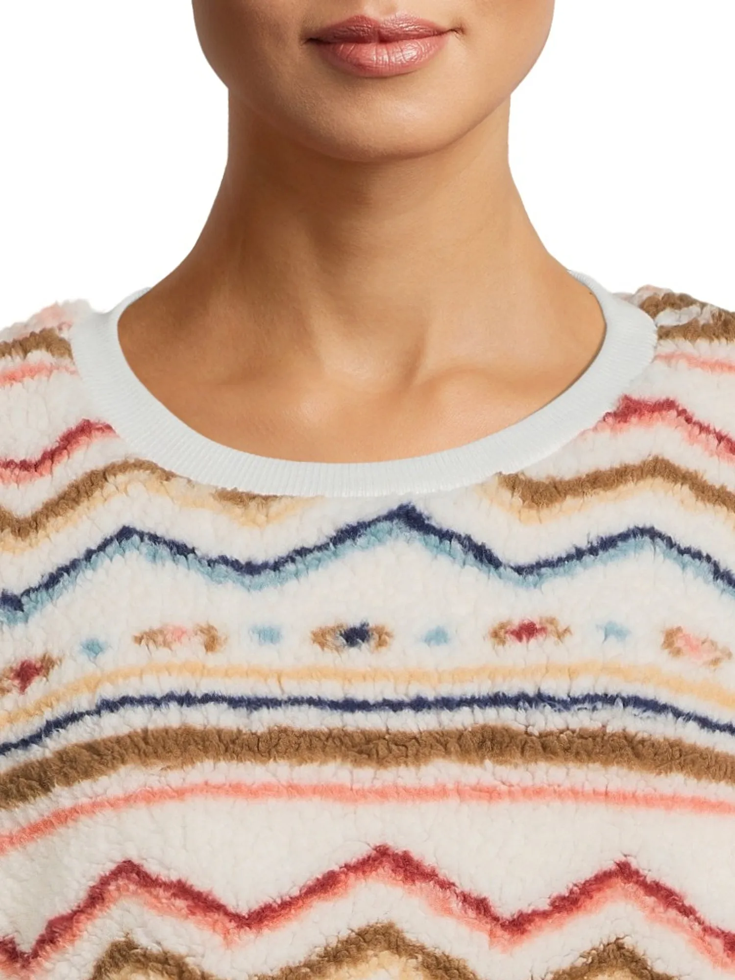 Juniors' Plus Faux Sherpa Pullover Top