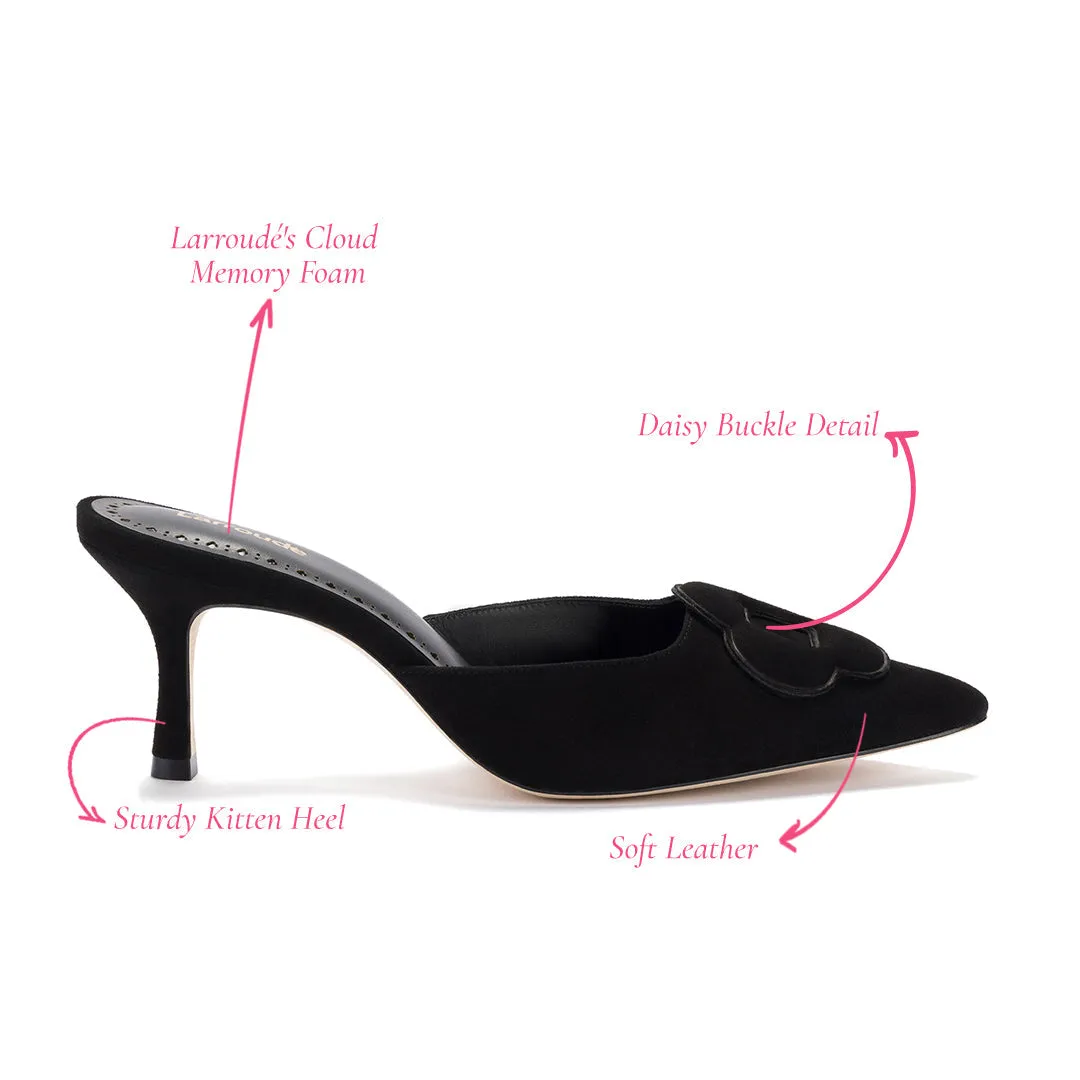 Larroude Flora Pump In Black Suede