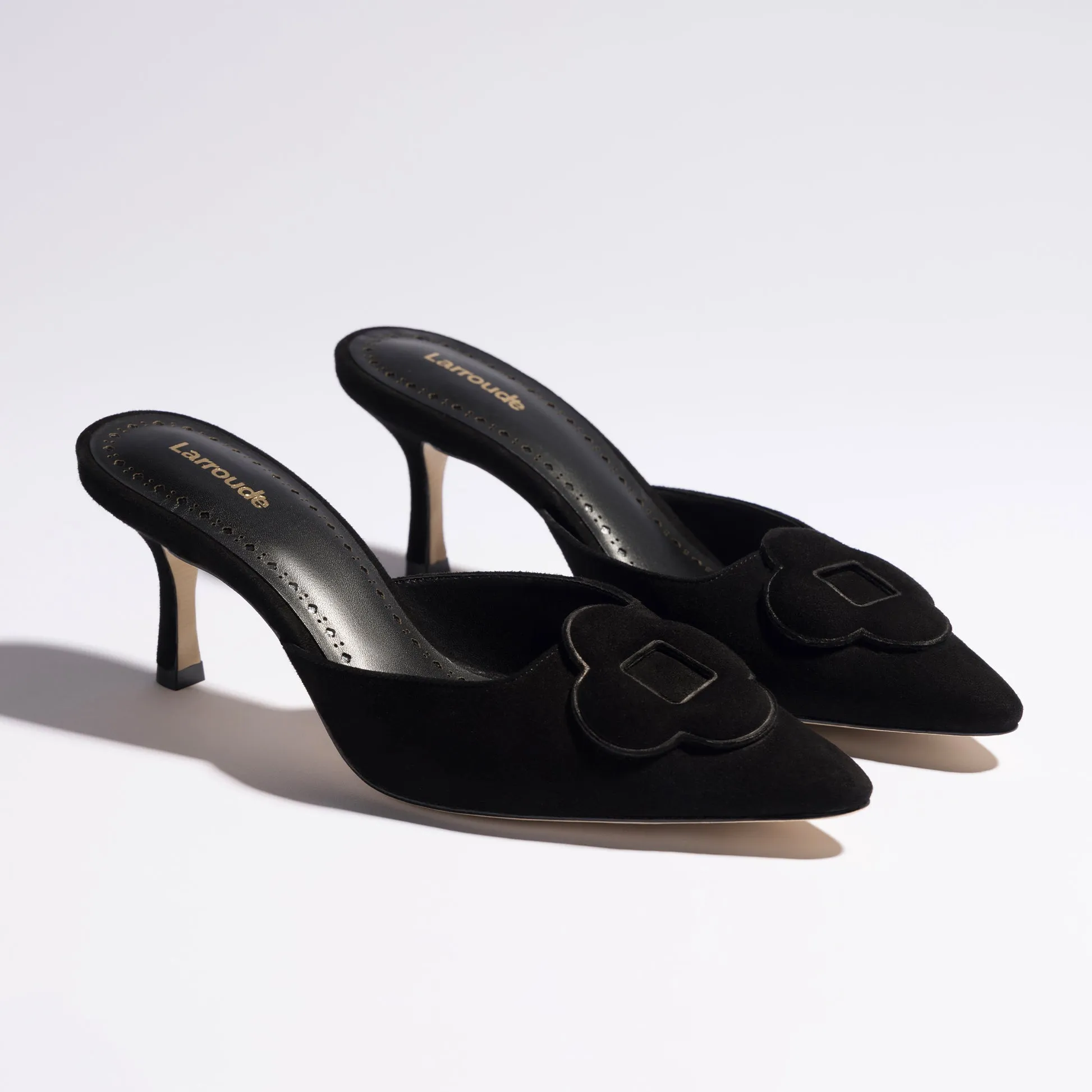 Larroude Flora Pump In Black Suede