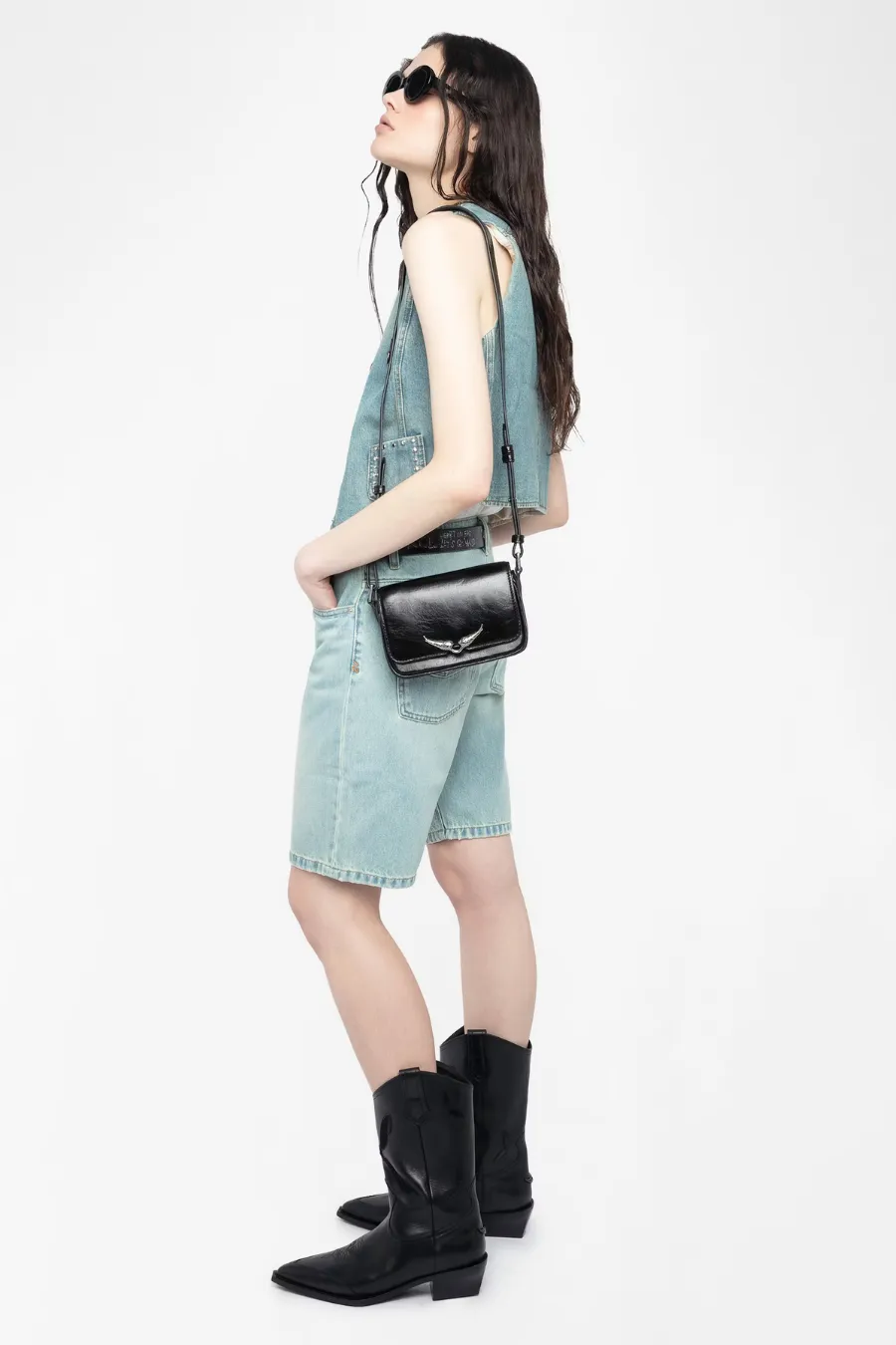 Le Zazi Vintage Patent Bag Black