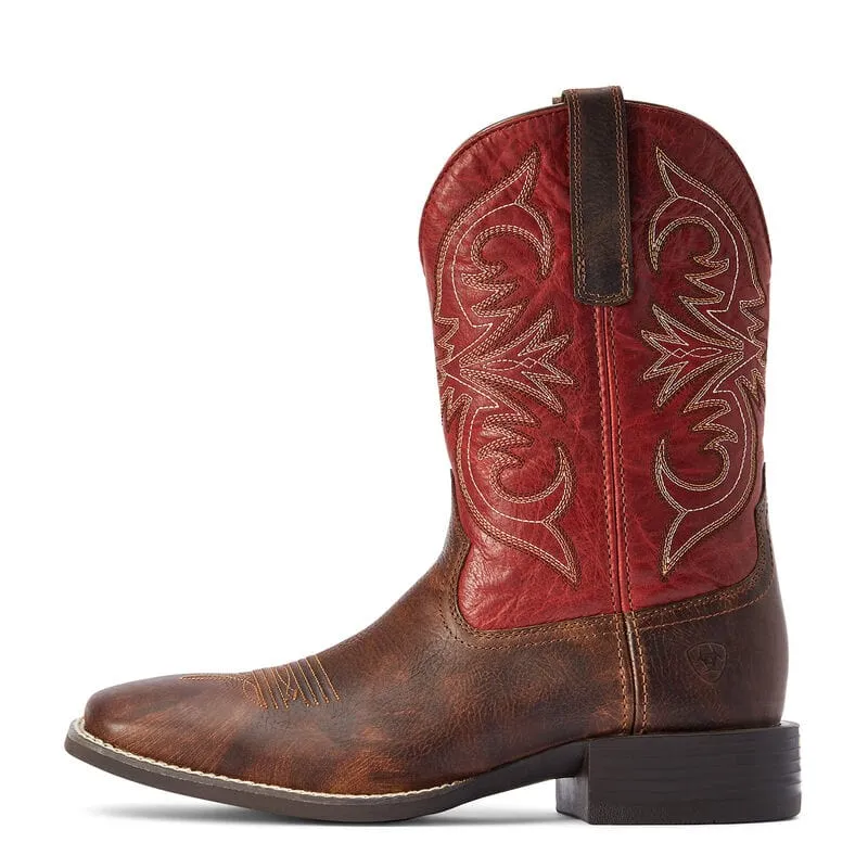 Mens Ariat Sport Pardner Red/Brown Western Boot