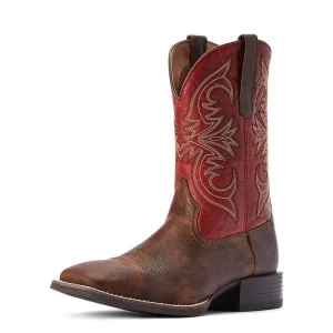 Mens Ariat Sport Pardner Red/Brown Western Boot