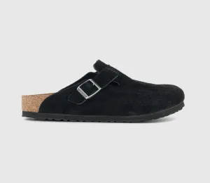 Mens Birkenstock Boston Clogs Suede Black