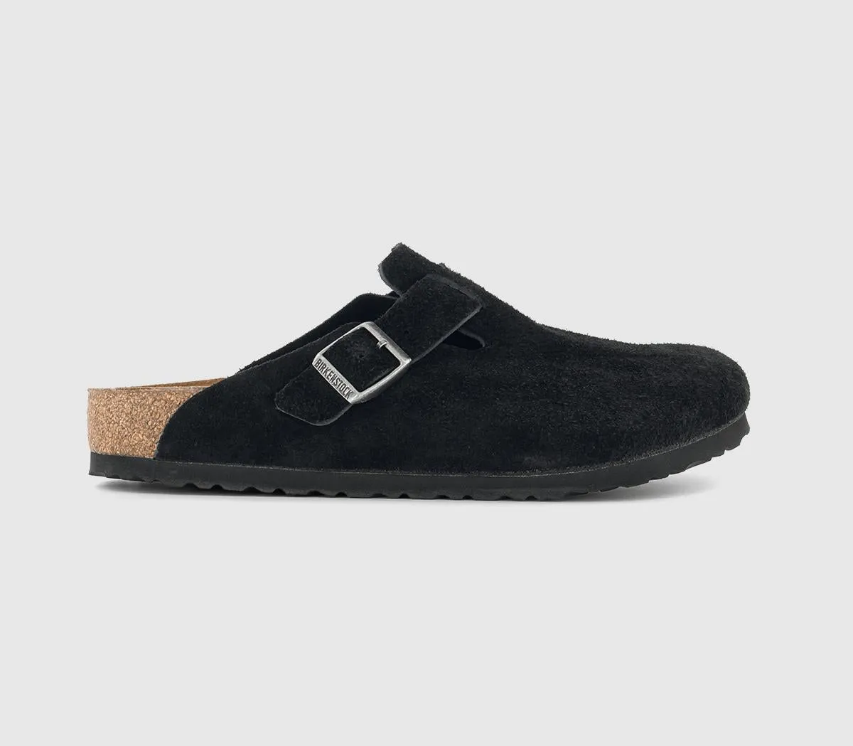 Mens Birkenstock Boston Clogs Suede Black