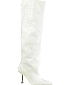 Naked Wolfe White Texas Croc Patent Leather Boots UK 7 EU 40 