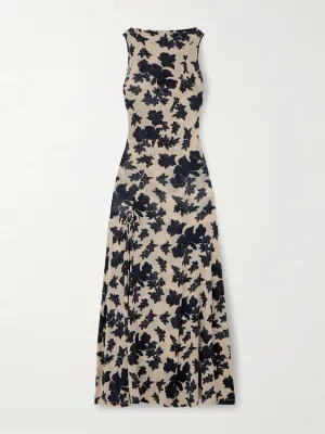 Natalia pleated floral-print stretch-jersey maxi dress