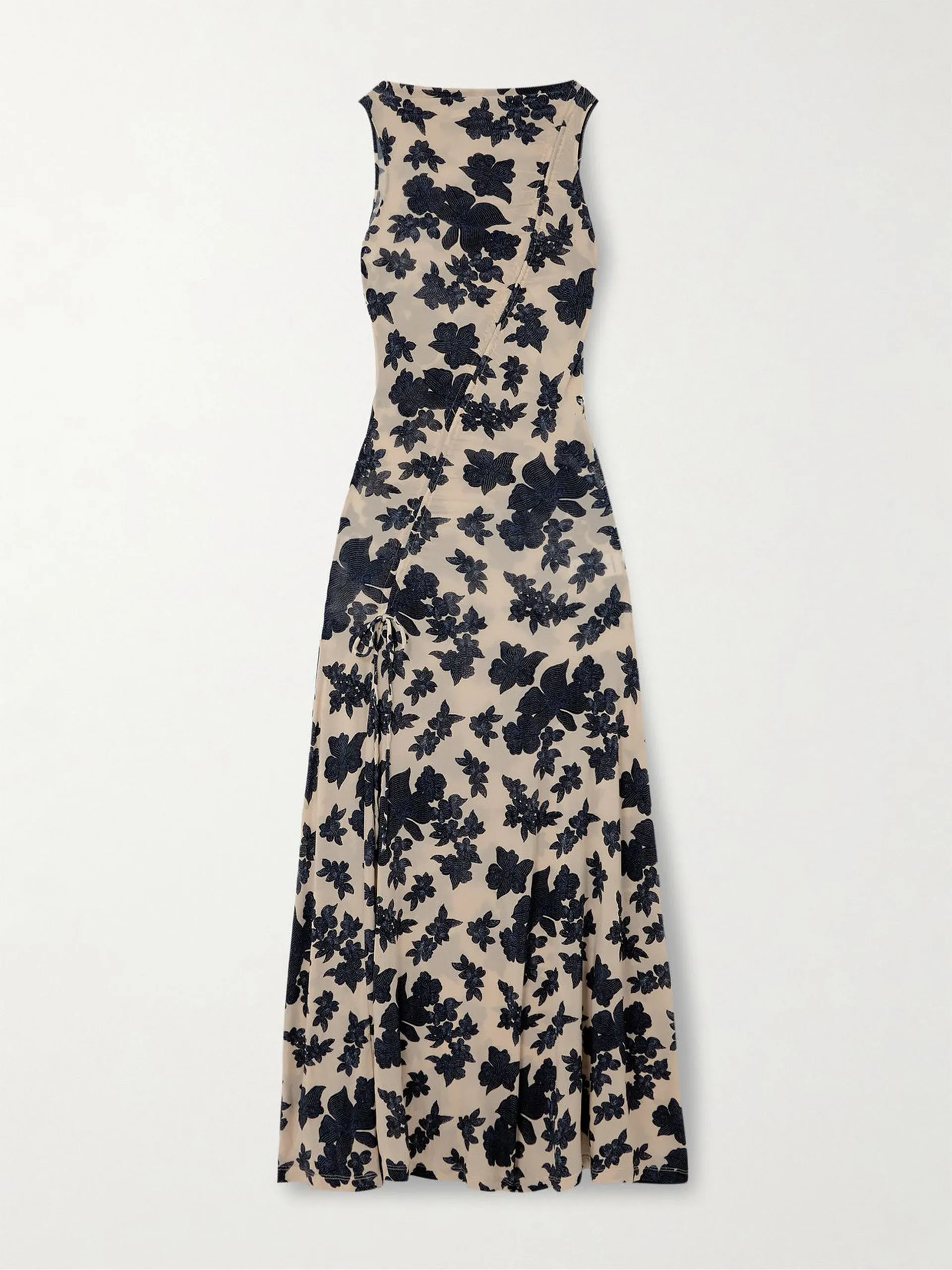 Natalia pleated floral-print stretch-jersey maxi dress