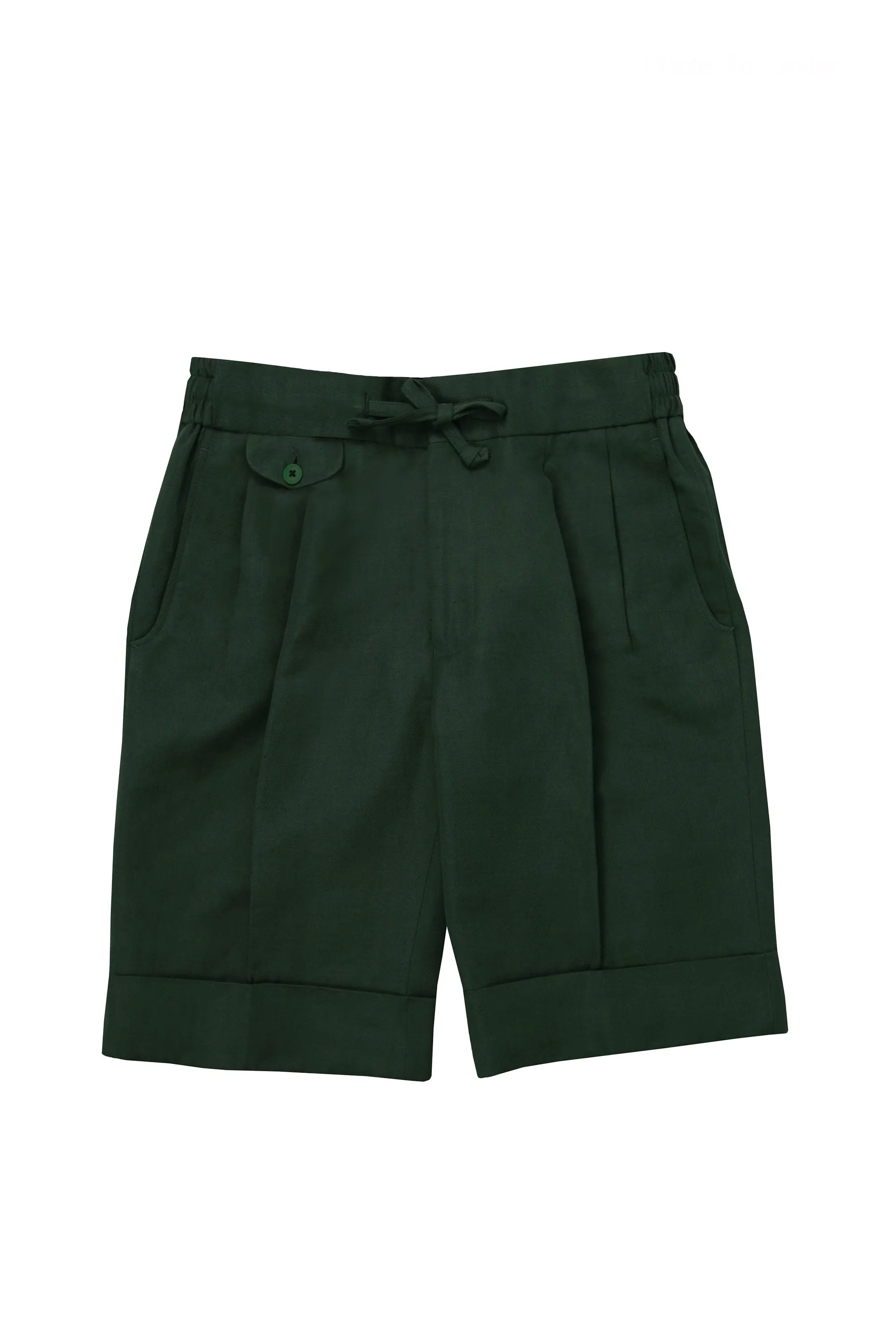 Olive Linen Bermuda Shorts
