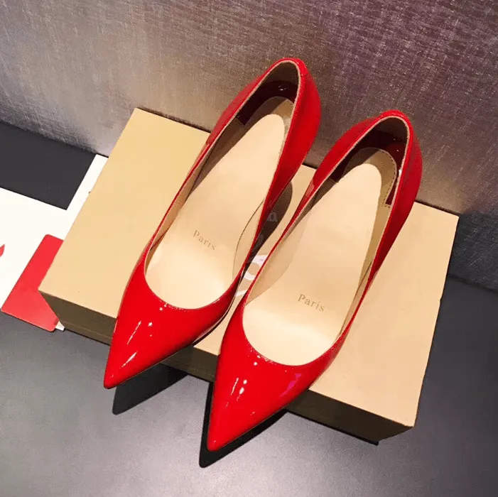 Point Toe Patent Leather Stiletto Heel Pumps
