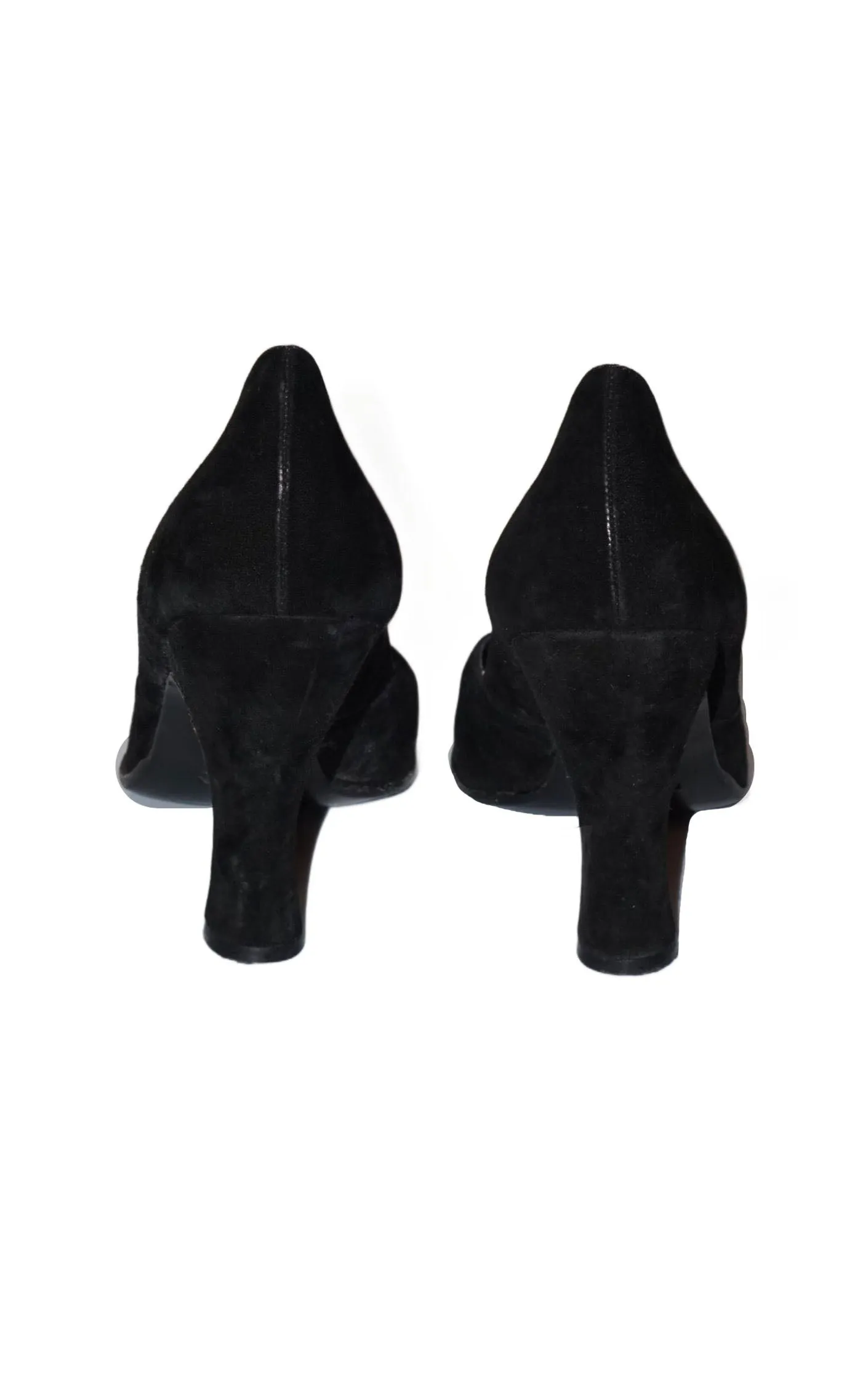 PRADA Black Suede Pedestal Heel Open Toe Shoes
