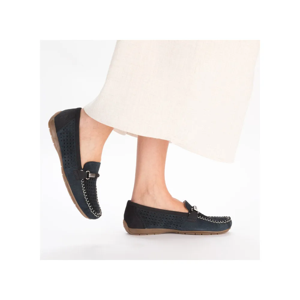 Rieker Moccasin Loafer Shoe 40253-14 Slip on in Navy