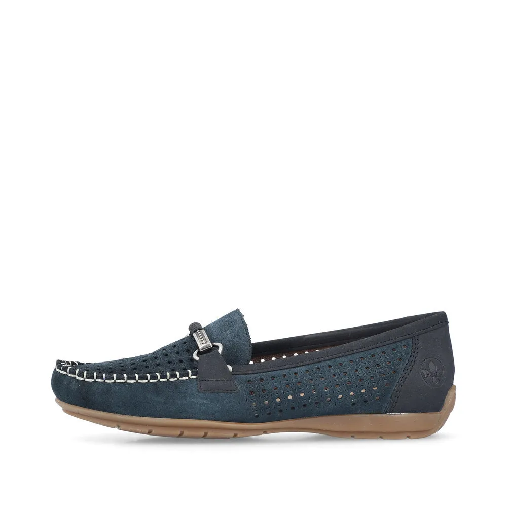 Rieker Moccasin Loafer Shoe 40253-14 Slip on in Navy