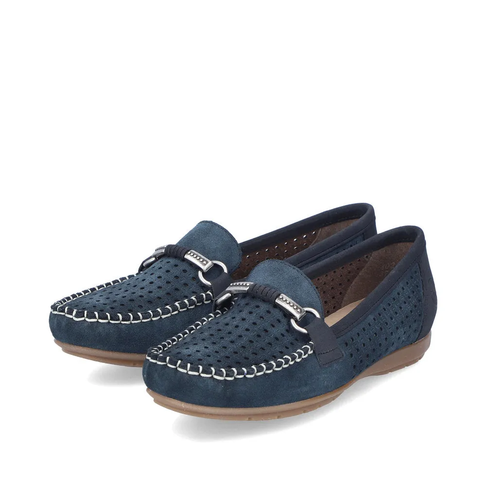 Rieker Moccasin Loafer Shoe 40253-14 Slip on in Navy
