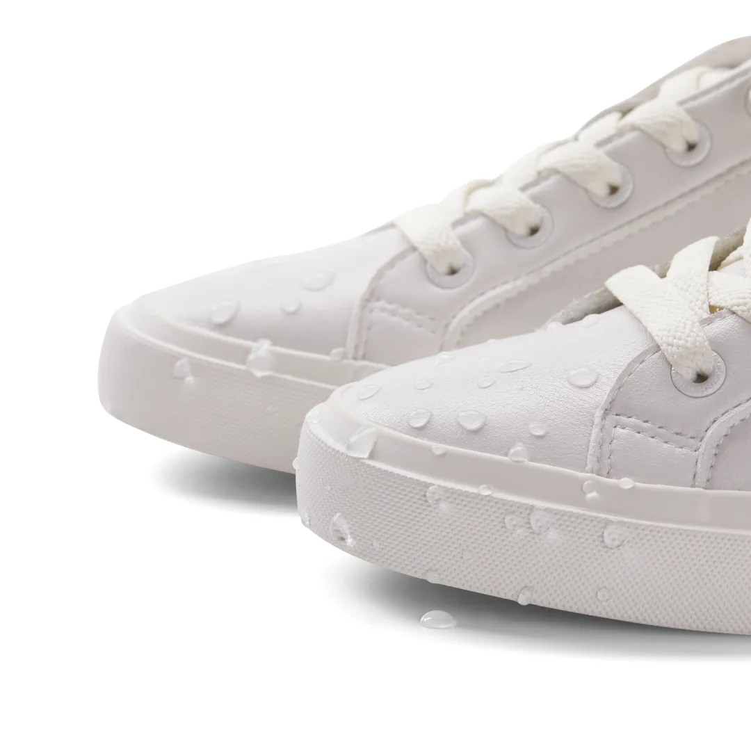 ROCKFISH 775 WHITE Ladies Microfibre Sneakers. Womens white trainers with red trim
