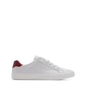 ROCKFISH 775 WHITE Ladies Microfibre Sneakers. Womens white trainers with red trim