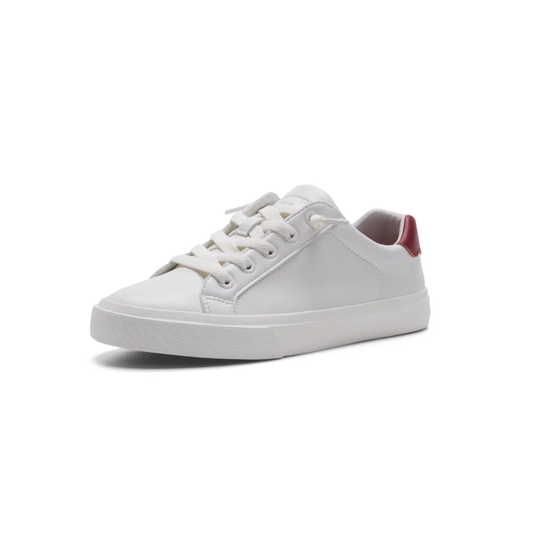 ROCKFISH 775 WHITE Ladies Microfibre Sneakers. Womens white trainers with red trim