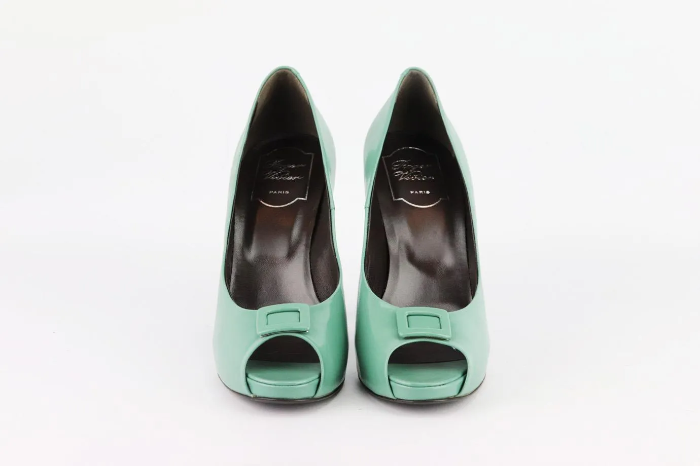 ROGER VIVIER LEATHER PEEP TOE PUMPS EU 37 UK 4 US 7