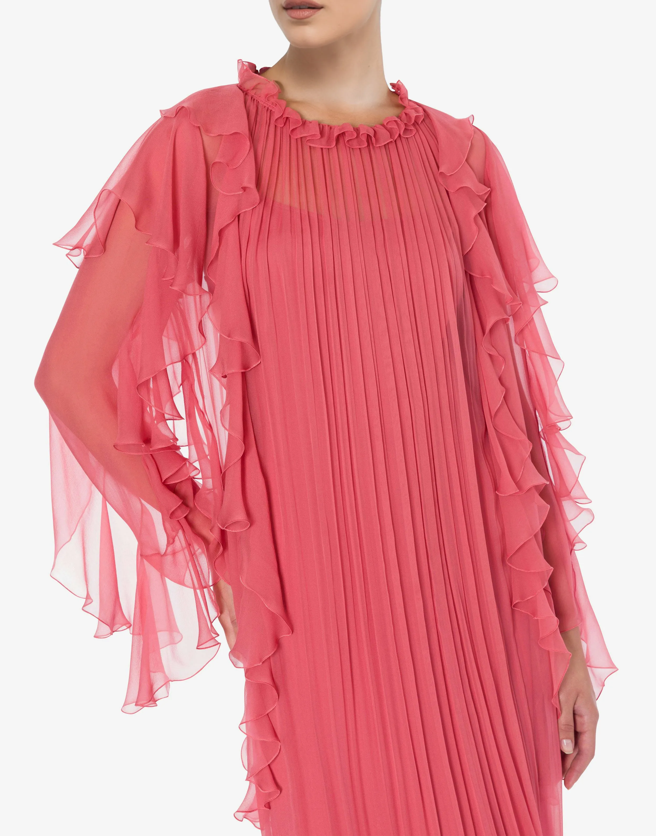 Ruches Organic Chiffon Long Dress