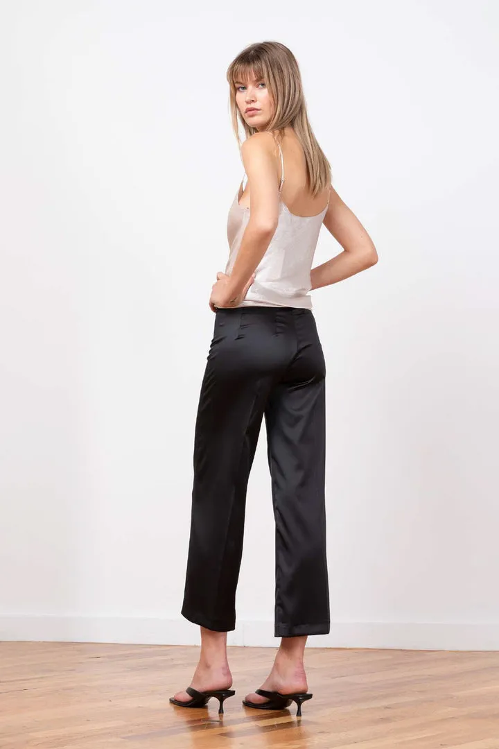 Satin Pull-on Pant in Black