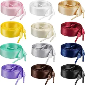 satin shoelaces silk rainbow colors silk alike laces women kids shoestrings ✈️ free.shipping