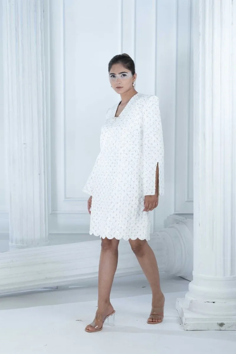 SHIMMER denim dress - white